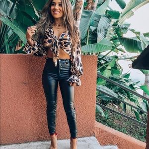 Akira off duty vegan leather high rise pants